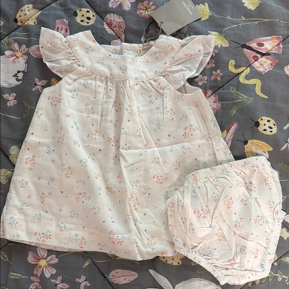 Mango Kids Floral Matching Set - Cream